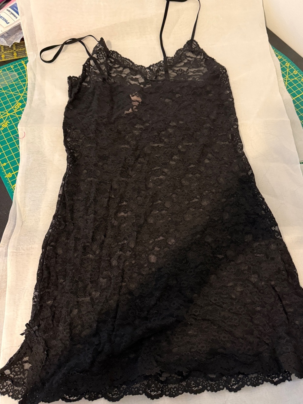 Victoria's Secret Black Lace Chemise with Adjustable Straps